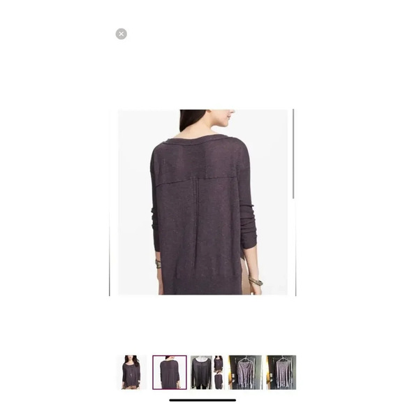 Free People Womens Size XS Purple High Low Knit Sweater Boho Top Oversized Lace - Picture 2 of 5